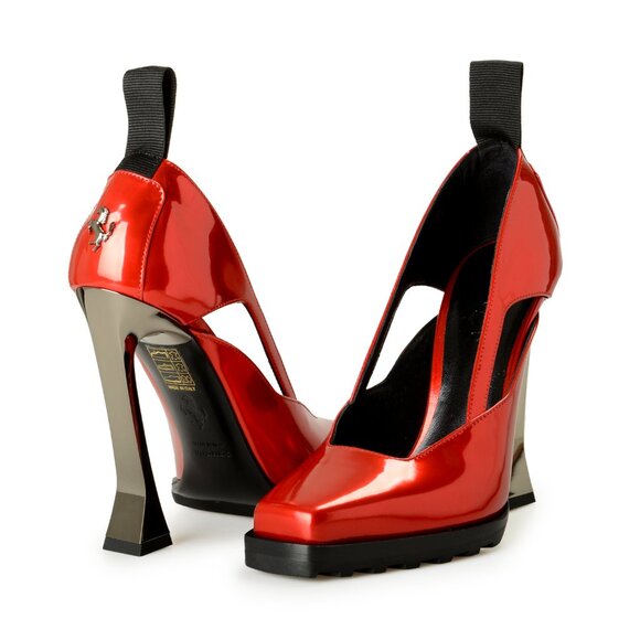 Scuderia Ferrari Women's "Iconology Liquid" Red Leather Pumps Shoes US 7 IT 37 - Picture 8 of 8